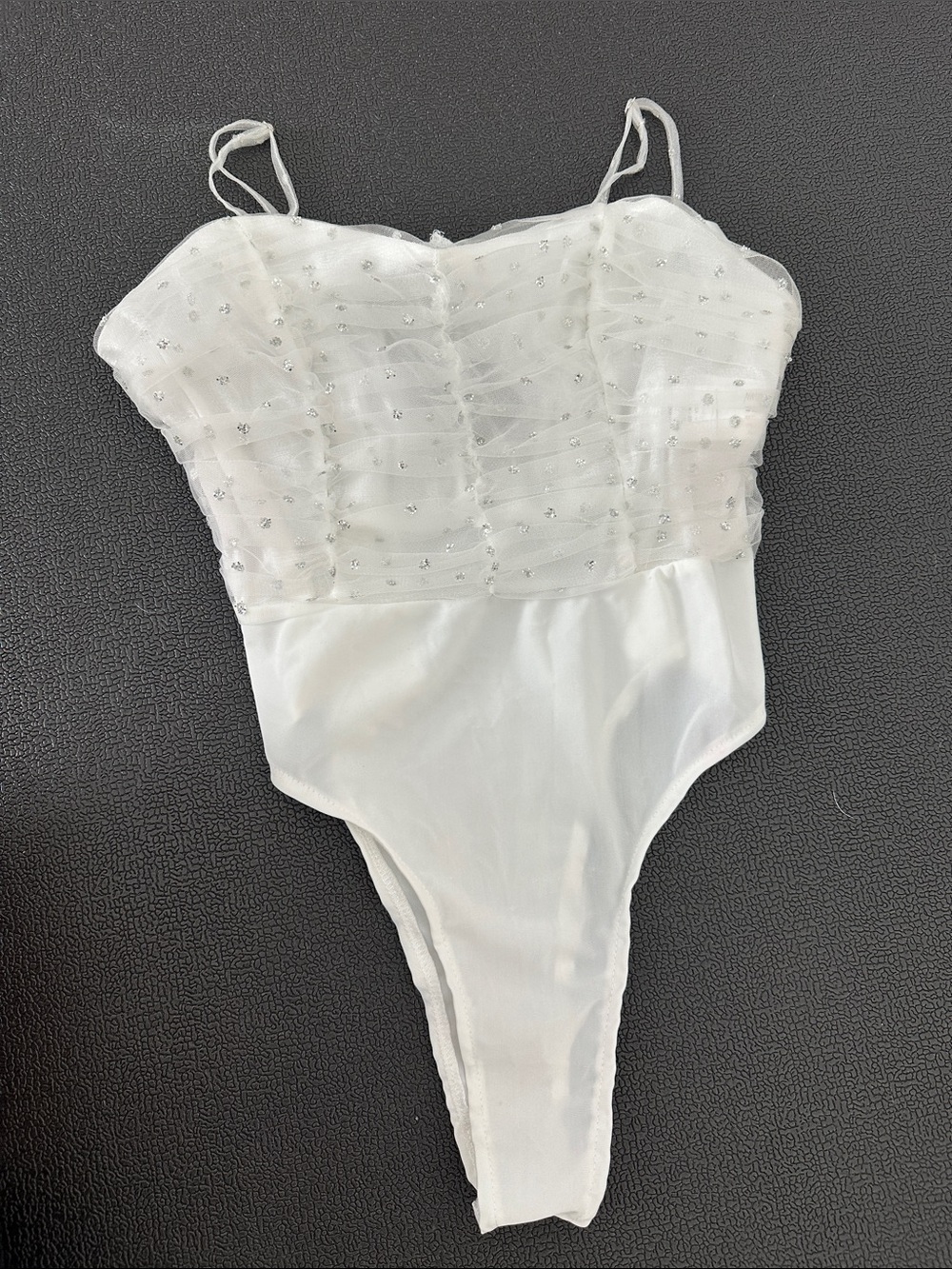 Nasty Gal White Sheer Mesh Cami Bodysuit